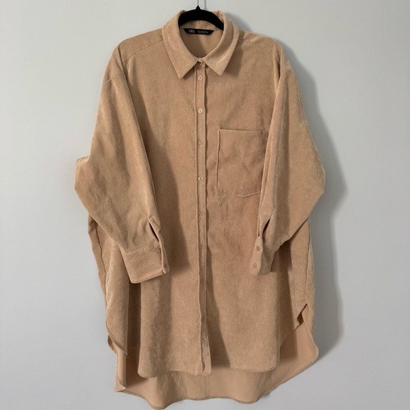 Zara Tops - Zara Shacket Beige corduroy women’s Large
